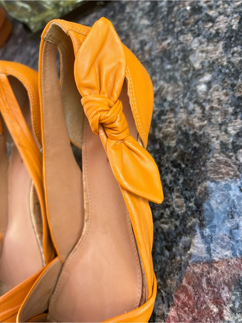 Madison Harding Cute Kitten Heels Orange Leather&Cork Sandals W Size 7M